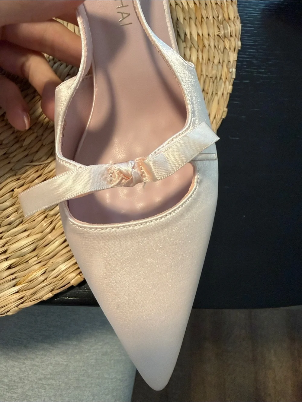 Pink Satin Pointed-Toe Slingback Heels - Picture 4 of 6